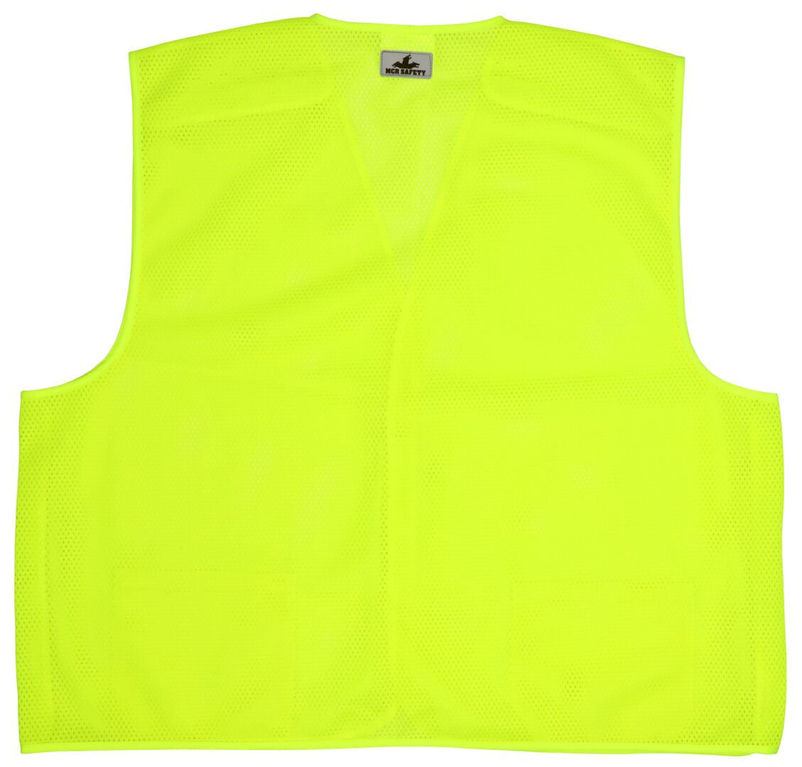 MCR Safety VMLBA - Hi Vis Fluorescent Lime Safety Vest - General Purpose Safety Vest Lightweight Breathable Mesh Fabric No Reflective Striping - Non-ANSI 5 point tear away safety vest — manufacturer image 3
