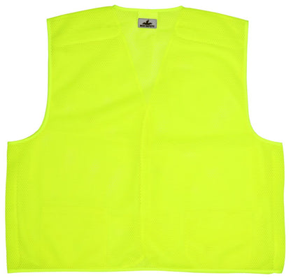 MCR Safety VMLBA - Hi Vis Fluorescent Lime Safety Vest - General Purpose Safety Vest Lightweight Breathable Mesh Fabric No Reflective Striping - Non-ANSI 5 point tear away safety vest — manufacturer image 3