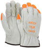 Grain Pigskin Driver Gloves, Hi-Vis Orange, Keystone Thumb