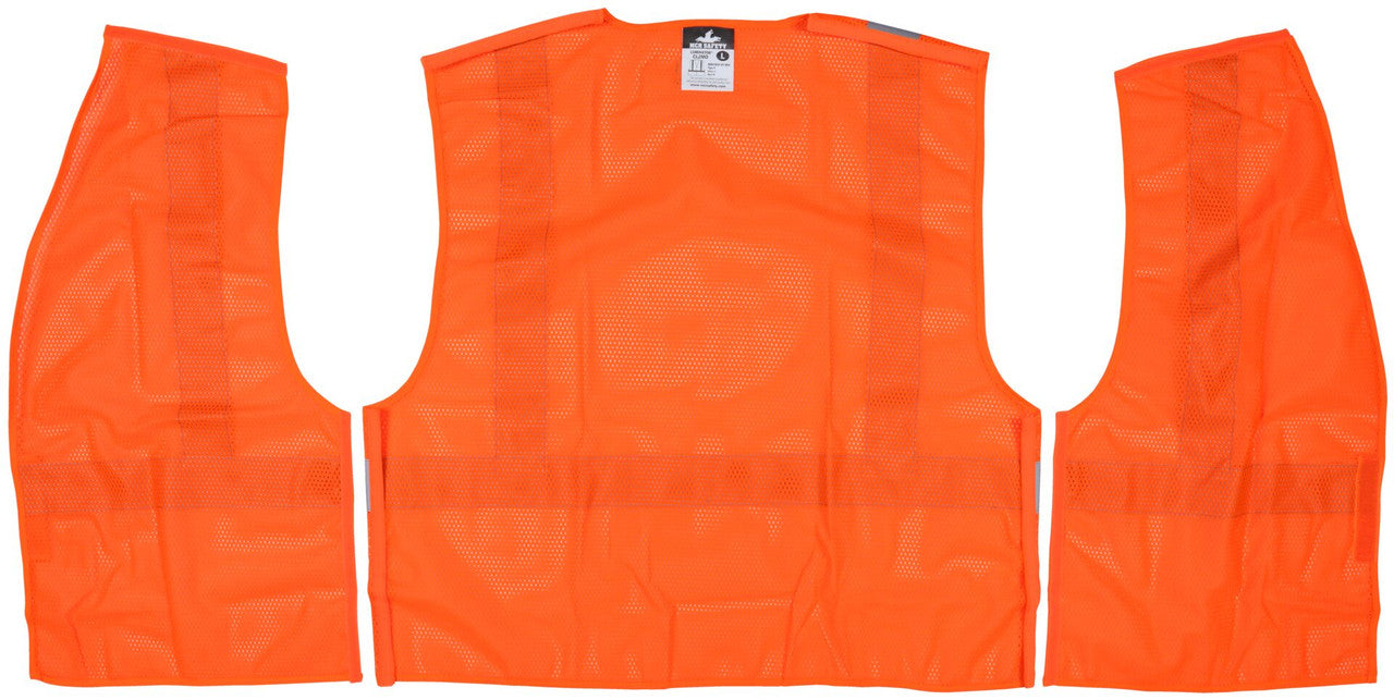 MCR Safety CL2MO - Hi-Vis Orange Safety Vest - 2 Inch Silver Reflective Stripes - Mesh Fabric - Meets ANSI/ISEA 107 2020 Standard - Type R Class 2 Compliant - Tear Away Design Better Protects Wearer from being Pulled into Harm's Way — manufacturer image 4