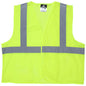 MCR Safety V2CL2ML - Hi-Vis Reflective Lime Safety Vest - Meets ANSI/ISEA 107 2020 Standard - Type R Class 2 Compliant - Breathable Mesh Fabric with 2-Inch Silver Stripes - Hook and Loop Front Closure