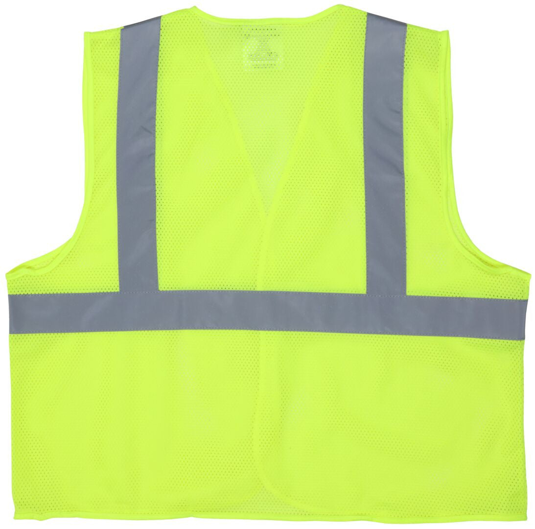 MCR Safety V2CL2ML - Hi-Vis Reflective Lime Safety Vest - Meets ANSI/ISEA 107 2020 Standard - Type R Class 2 Compliant - Breathable Mesh Fabric with 2-Inch Silver Stripes - Hook and Loop Front Closure — manufacturer image 3