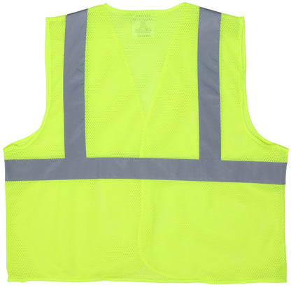 MCR Safety V2CL2ML - Hi-Vis Reflective Lime Safety Vest - Meets ANSI/ISEA 107 2020 Standard - Type R Class 2 Compliant - Breathable Mesh Fabric with 2-Inch Silver Stripes - Hook and Loop Front Closure — manufacturer image 3