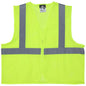 MCR Safety V2CL2MLZ - Hi-Vis Reflective Lime Safety Vest - Meets ANSI/ISEA 107 2020 Standard - Type R Class 2 Compliant - Breathable Mesh Fabric with 2 Inch Silver Stripes - Zipper Front Closure