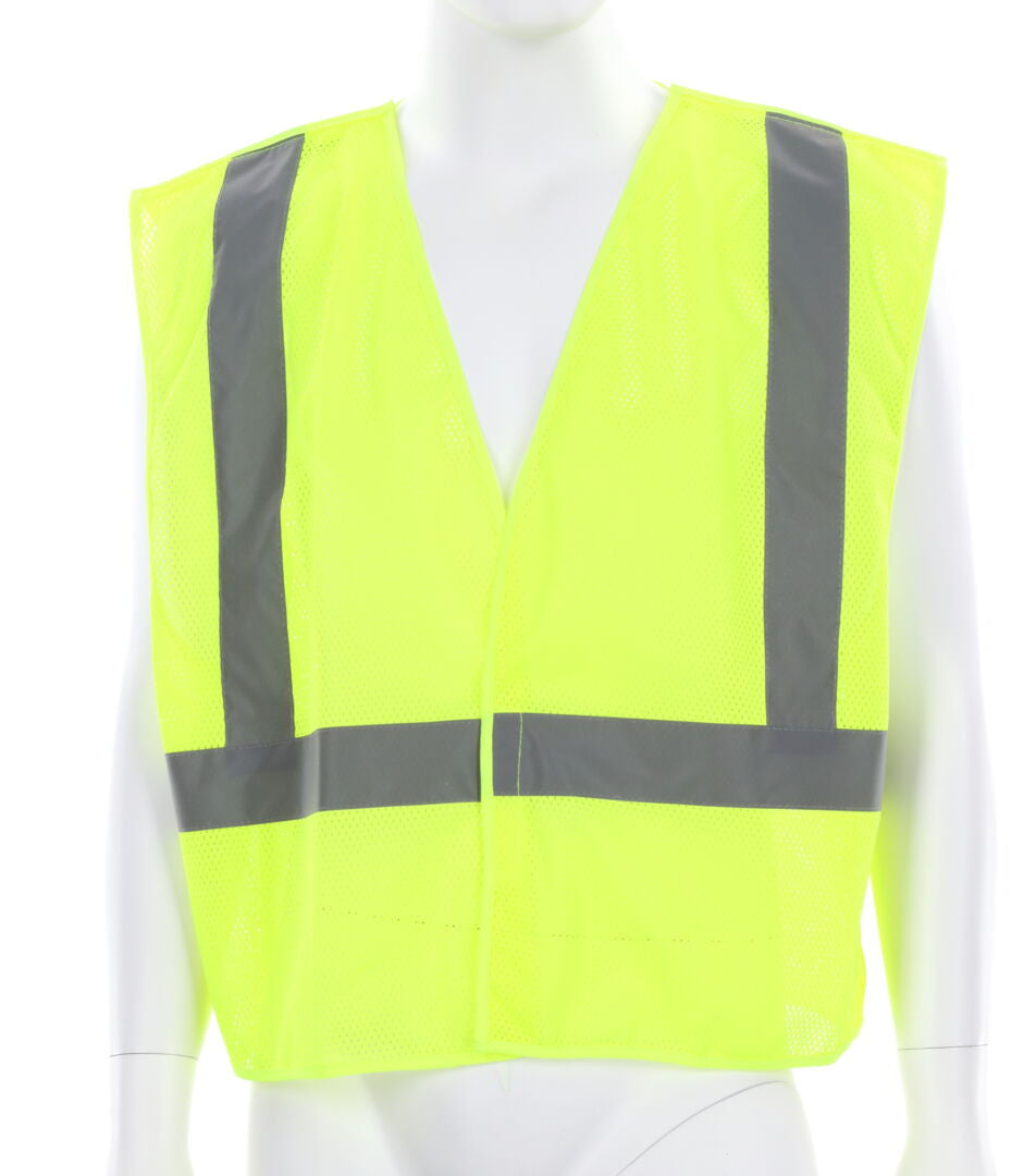 MCR Safety XCL2ML - Hi-Vis Lime Reflective Safety Vest - Mesh Fabric with 2-Inch Silver Stripes - Breakaway Design with Hook and Loop Closures - Meets ANSI/ISEA 107 2020 Standard - Type R Class 2 Compliant - X-Back Pattern Meets CSA Z96 Class 2 Level 2 — manufacturer image 2