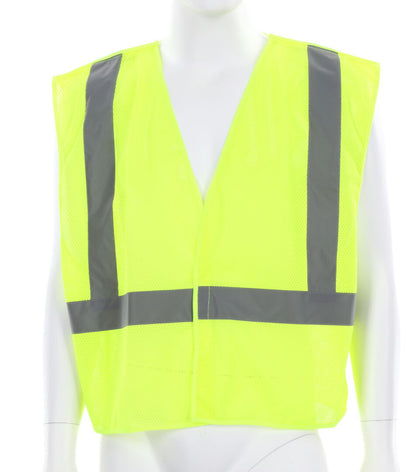 MCR Safety XCL2ML - Hi-Vis Lime Reflective Safety Vest - Mesh Fabric with 2-Inch Silver Stripes - Breakaway Design with Hook and Loop Closures - Meets ANSI/ISEA 107 2020 Standard - Type R Class 2 Compliant - X-Back Pattern Meets CSA Z96 Class 2 Level 2 — manufacturer image 2