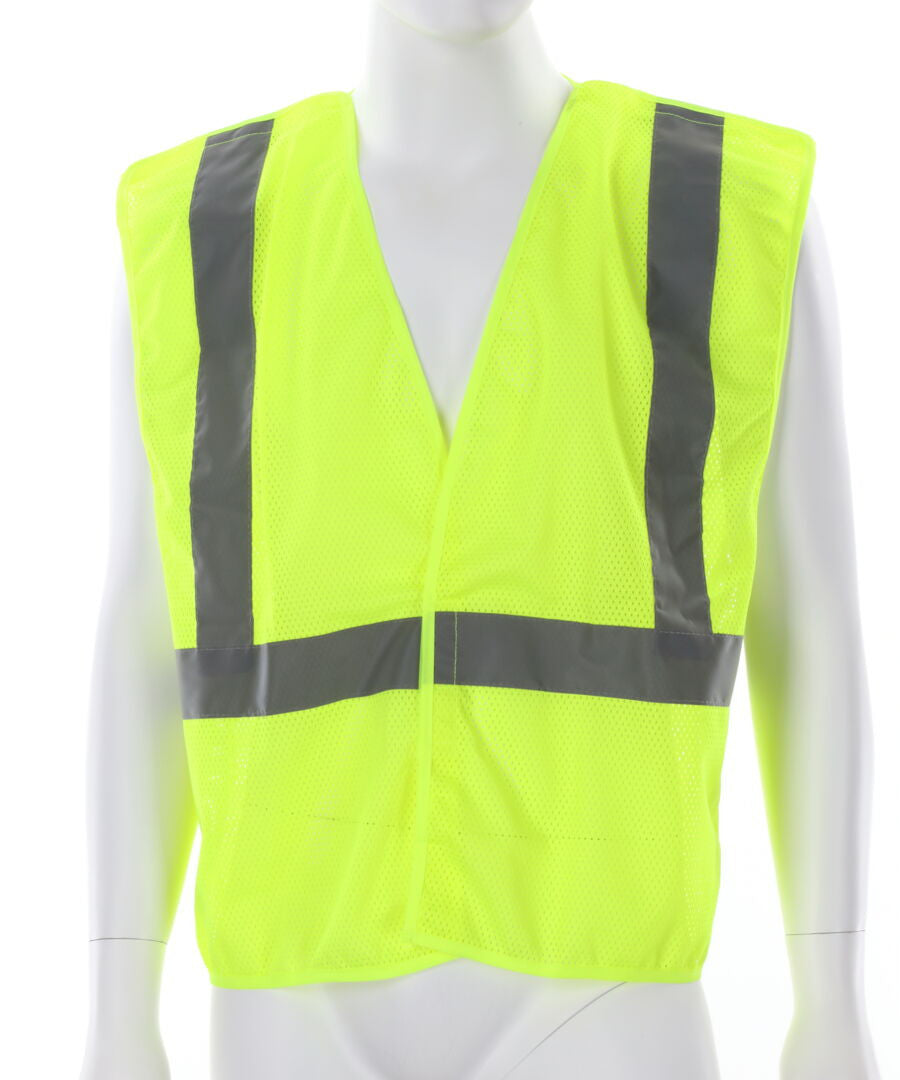 MCR Safety CL2ML - Hi-Vis Lime Safety Vest -2 Inch Silver Reflective Stripes - Breakaway Design with Hook & Loop Closures - Meets ANSI/ISEA 107 2020 Standard - Type R Class 2 Compliant - Tear Away Design Helps Protect Wearer from being Pulled into Harm's  — manufacturer image 2