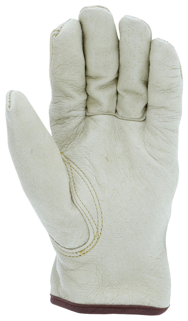 Grain Pigskin Leather Driver Gloves, Fleece Insulated, Keystone Thumb
