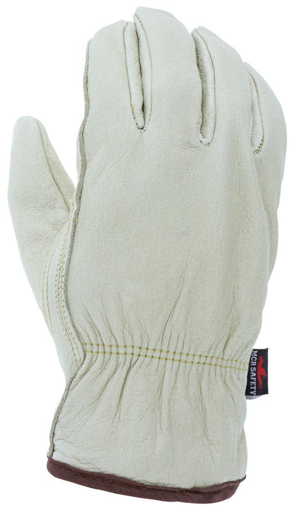 Grain Pigskin Leather Driver Gloves, Fleece Insulated, Keystone Thumb