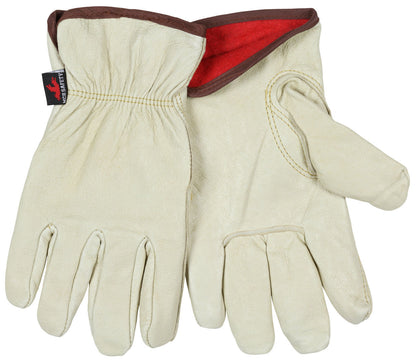 Grain Pigskin Leather Driver Gloves, Fleece Insulated, Keystone Thumb