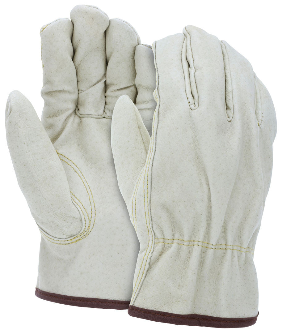 Grain Pigskin Leather Driver Gloves, Fleece Insulated, Keystone Thumb