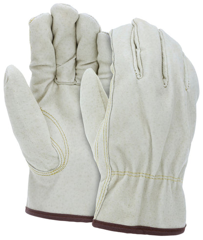 Grain Pigskin Leather Driver Gloves, Fleece Insulated, Keystone Thumb