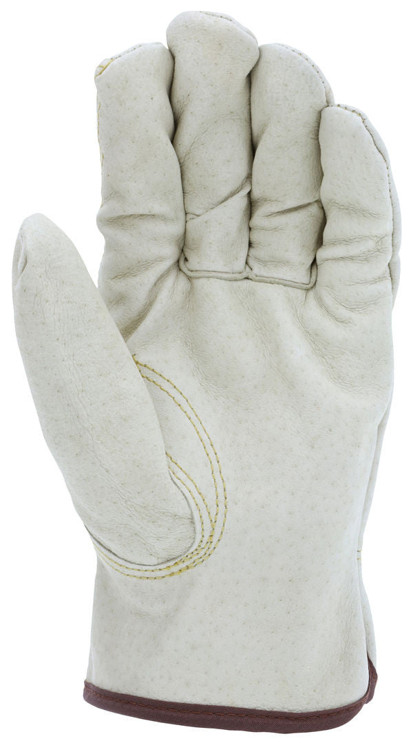 Grain Pigskin Leather Driver Gloves, Fleece Insulated, Keystone Thumb