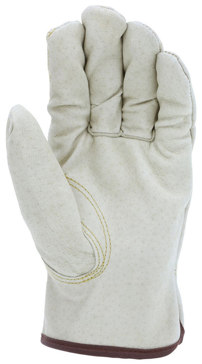 Grain Pigskin Leather Driver Gloves, Fleece Insulated, Keystone Thumb