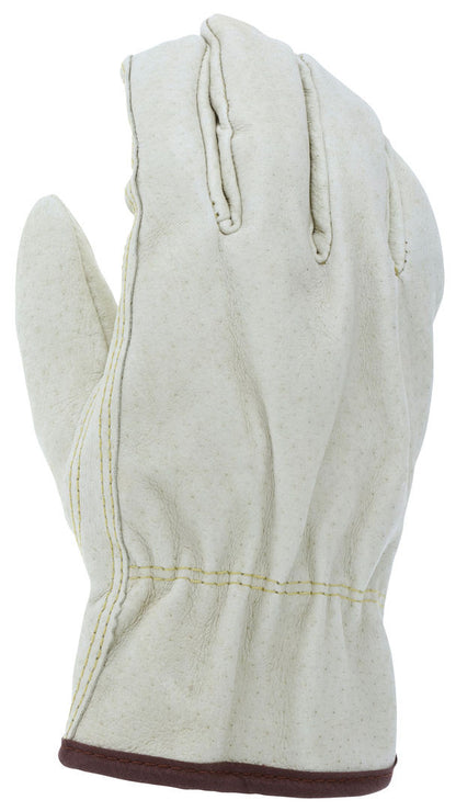Grain Pigskin Leather Driver Gloves, Fleece Insulated, Keystone Thumb