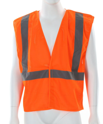 MCR Safety CL2MO - Hi-Vis Orange Safety Vest - 2 Inch Silver Reflective Stripes - Mesh Fabric - Meets ANSI/ISEA 107 2020 Standard - Type R Class 2 Compliant - Tear Away Design Better Protects Wearer from being Pulled into Harm's Way — manufacturer image 2