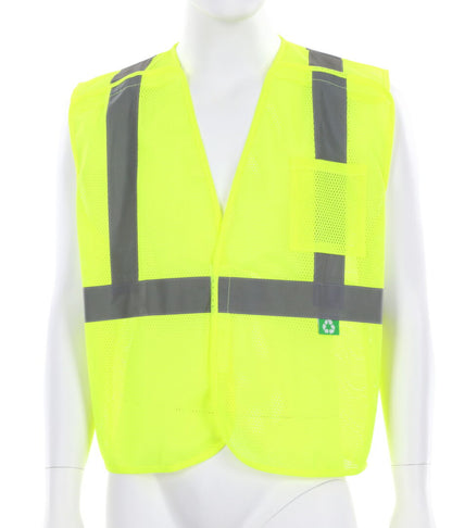 MCR Safety RXCL2ML - Hi-Vis Reflective Lime Safety Vest - Manufactured with Recycled Materials - Meets ANSI/ISEA 107 2020 Standard -Type R Class 2 Compliant - Five Point Break Away Design - Made with Environmentally Friendly Recycled Water Bottles and Pol — manufacturer image 2