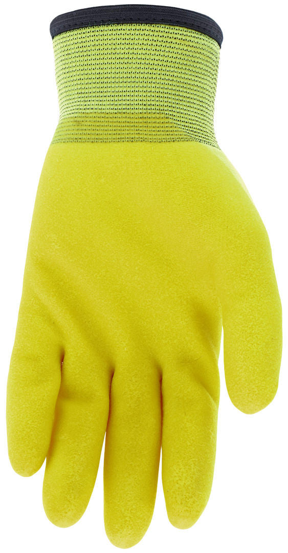 N9690HV - Ninja® Ice Insulated Work Gloves - Hi-Vis 15 Gauge Lime Nylon Shell - Acrylic Terry Interior - Over-The-Knuckle Coated with HPT - Acrylic Terry Liner Keeps Hands Warm - HPT Repels Liquids for Wet or Dry Grip