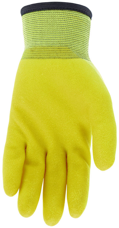 N9690HV - Ninja® Ice Insulated Work Gloves - Hi-Vis 15 Gauge Lime Nylon Shell - Acrylic Terry Interior - Over-The-Knuckle Coated with HPT - Acrylic Terry Liner Keeps Hands Warm - HPT Repels Liquids for Wet or Dry Grip
