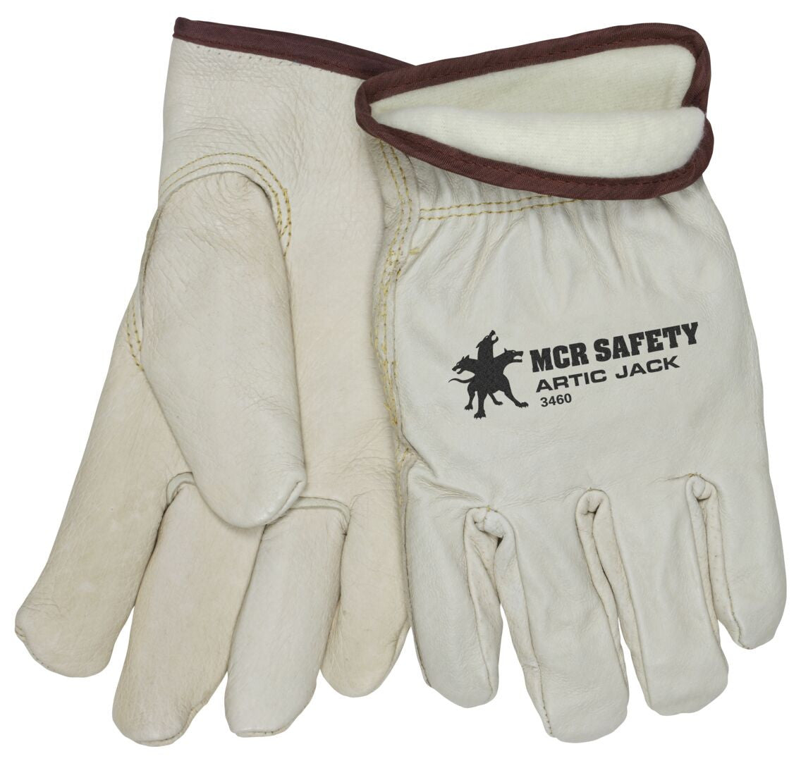 Artic Jack Insulated Pigskin Leather Driver Gloves, Thermosock Lined, Keystone Thumb