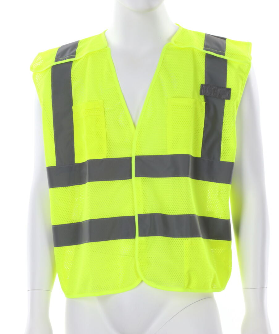 MCR Safety CL2ML2 - Hi-Vis Lime Safety Vest - 2 Inch Silver Reflective Stripes - Breakaway Design with Hook & Loop Closures - Meets ANSI/ISEA 107 2020 Standard - Type R Class 2 Compliant - Dual Horizontal Reflective Stripes for Greater Low-Light Visibilit — manufacturer image 2