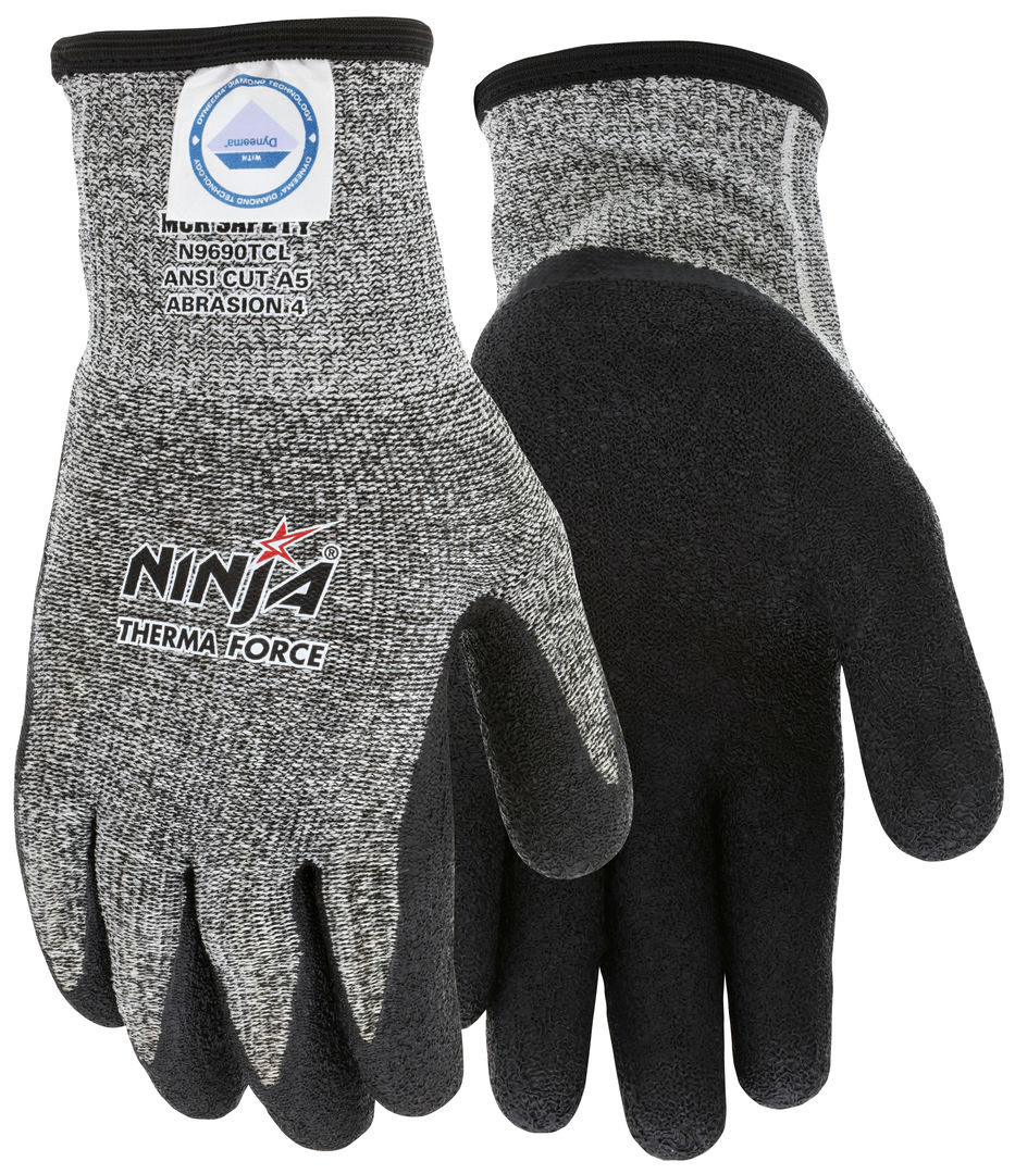 N9690TC - Ninja® Therma Force - Insulated Cut Resistant Work Gloves - Bi-Polymer Coated Palm and Fingertips - Dyneema® Diamond Technology Shell - Acrylic Terry Liner for Warmth - High Strength Fiber Provides Cool Touch and Comfort
