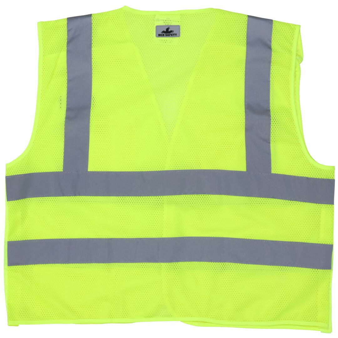 MCR Safety CL2ML2 - Hi-Vis Lime Safety Vest - 2 Inch Silver Reflective Stripes - Breakaway Design with Hook & Loop Closures - Meets ANSI/ISEA 107 2020 Standard - Type R Class 2 Compliant - Dual Horizontal Reflective Stripes for Greater Low-Light Visibilit — manufacturer image 3