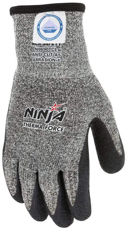 N9690TC - Ninja® Therma Force - Insulated Cut Resistant Work Gloves - Bi-Polymer Coated Palm and Fingertips - Dyneema® Diamond Technology Shell - Acrylic Terry Liner for Warmth - High Strength Fiber Provides Cool Touch and Comfort