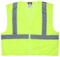 MCR Safety CL2MLP - Hi-Vis Lime Safety Vest - 2 Inch Silver Reflective Stripes - Meets ANSI/ISEA 107 Hi-Visibility Standards - Type R Class 2 Compliant - Breathable Safety Vest with Mesh Fabric - Dielectric Zipper Front Closure