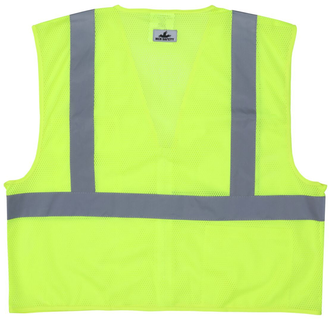 MCR Safety CL2MLP - Hi-Vis Lime Safety Vest - 2 Inch Silver Reflective Stripes - Meets ANSI/ISEA 107 Hi-Visibility Standards - Type R Class 2 Compliant - Breathable Safety Vest with Mesh Fabric - Dielectric Zipper Front Closure — manufacturer image 3