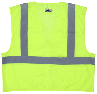 MCR Safety CL2MLP - Hi-Vis Lime Safety Vest - 2 Inch Silver Reflective Stripes - Meets ANSI/ISEA 107 Hi-Visibility Standards - Type R Class 2 Compliant - Breathable Safety Vest with Mesh Fabric - Dielectric Zipper Front Closure — manufacturer image 3