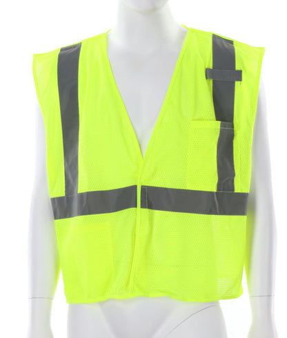 MCR Safety CL2MLPFR - Hi-Vis Lime Safety Vest - 2 Inch Silver Reflective Stripes - Breakaway Design with Hook and Loop Closures - Meets ANSI/ISEA 107 2020 Standard - Type R Class 2 Compliant - Treated to be Limited Flammability — manufacturer image 2