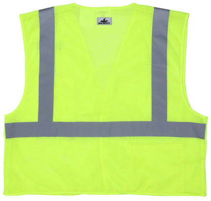 MCR Safety CL2MLPFR - Hi-Vis Lime Safety Vest - 2 Inch Silver Reflective Stripes - Breakaway Design with Hook and Loop Closures - Meets ANSI/ISEA 107 2020 Standard - Type R Class 2 Compliant - Treated to be Limited Flammability — manufacturer image 3