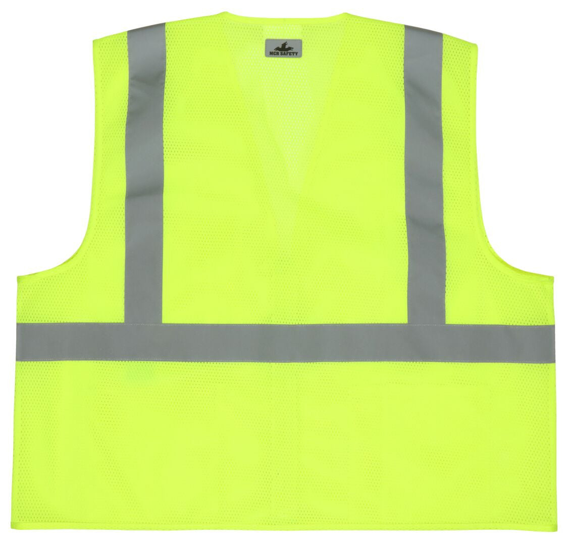 MCR Safety RVCL2MLZ - Hi-Vis Reflective Lime Safety Vest - Manufactured with Recycled Materials - Meets ANSI/ISEA 107 2020 Standard - Type R Class 2 Compliant - Made with Environmentally Friendly Recycled Water Bottles and Polyester — manufacturer image 3