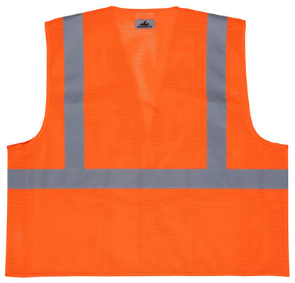 MCR Safety RVCL2MOZ - Hi-Vis Reflective Orange Safety Vest - Manufactured with Recycled Materials - Meets ANSI/ISEA 107 2020 Standard - Type R Class 2 Compliant - Made with Environmentally Friendly Recycled Water Bottles and Polyester — manufacturer image 3