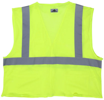 MCR Safety VCL2MLFR - Luminator® Series - Hi-Vis Reflective Lime Safety Vest - ANSI/ISEA 107 2020 Type R Class 2 - Mesh Fabric with 2 Inch Silver Stripes - Hook and Loop Front Closure - Treated to be Limited Flammability — manufacturer image 3