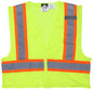 MCR Safety VWCCL2LFR - Luminator® Series - Hi-Vis Reflective Lime Safety Vest - 3.5 Inch Orange Silver Stripes - Meets ANSI/ISEA 107 2020 Standard - Type R Class 2 Compliant - Limited Flammability - Dielectric / Non-Conductive - Zipper Front Closure