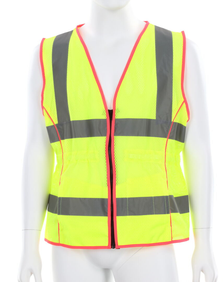 MCR Safety LVCL2ML - Hi-Vis Lime Safety Vest - 2 Inch Silver Reflective Stripes -Fitted for Women - Meets ANSI/ISEA 107 2020 Standard - Type R Class 2 Compliant - Breathable Safety Vest with Mesh Fabric — manufacturer image 2