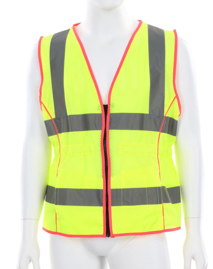 MCR Safety LVCL2ML - Hi-Vis Lime Safety Vest - 2 Inch Silver Reflective Stripes -Fitted for Women - Meets ANSI/ISEA 107 2020 Standard - Type R Class 2 Compliant - Breathable Safety Vest with Mesh Fabric — manufacturer image 2