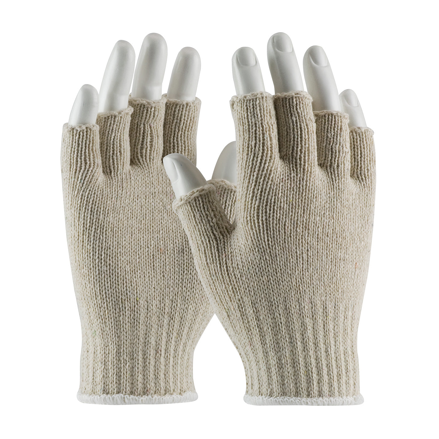 PIP 35-C119 – Medium Weight Seamless Knit Cotton/Polyester Glove - Natural with Half-Finger