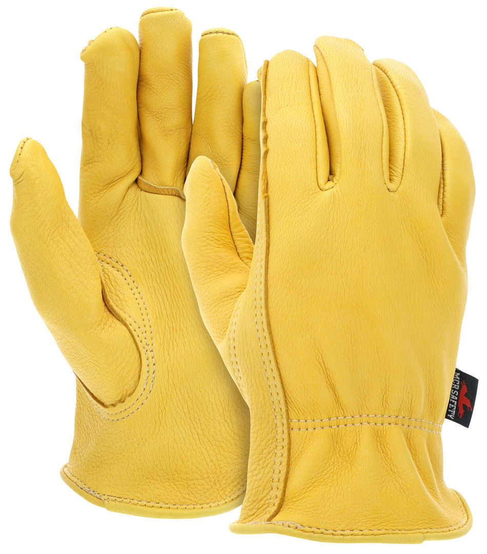 Grain Deerskin Leather Driver Gloves, Keystone Thumb, Slip-On Cuff