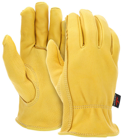 Grain Deerskin Leather Driver Gloves, Keystone Thumb, Slip-On Cuff