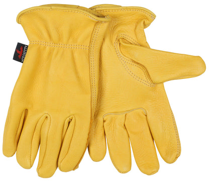 Grain Deerskin Leather Driver Gloves, Keystone Thumb, Slip-On Cuff