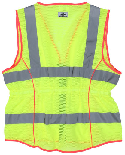 MCR Safety LVCL2ML - Hi-Vis Lime Safety Vest - 2 Inch Silver Reflective Stripes -Fitted for Women - Meets ANSI/ISEA 107 2020 Standard - Type R Class 2 Compliant - Breathable Safety Vest with Mesh Fabric — manufacturer image 5
