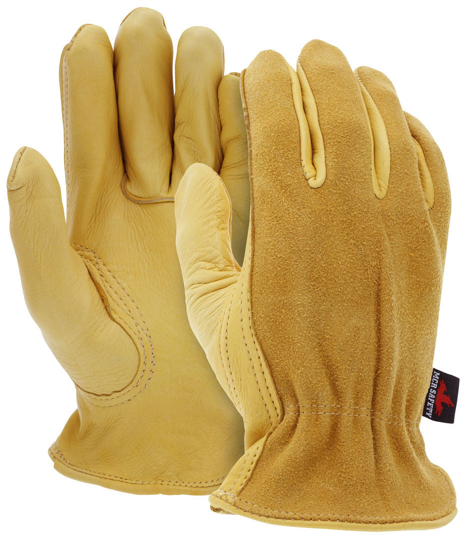 Deerskin Grain Leather Driver Gloves, Split Leather Back, Keystone Thumb