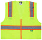 MCR Safety RSURVML - Hi-Vis Reflective Lime Safety Vest - Manufactured with Recycled Materials - Meets ANSI/ISEA 107 2020 Standard - Type R Class 2 Compliant - Made With Environmentally Friendly Recycled Water Bottles and Polyester