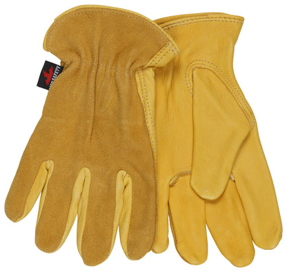Deerskin Grain Leather Driver Gloves, Split Leather Back, Keystone Thumb