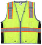 MCR Safety SURVCL2L - Hi-Vis Reflective Lime Safety Vest - Trimmed with Silver Reflective Material - Meets ANSI/ISEA 107 2020 Standard - Type R Class 2 Compliant - Zipper Front Closure - Surveyor Safety Vest with 6 Pockets