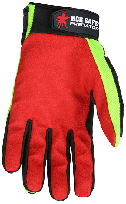 PD2901 - Predator® Mechanics Work Gloves - Textured PVC Coated Synthetic Palm - High Visibility Spandex Back - Back-of-Hand Impact Protection - Reinforced Thumb Crotch - Patented Design Tire Tread TPR on the Back of the Hand