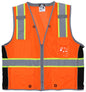 MCR Safety SURVCL2O - Hi-Vis Mesh Reflective Orange Safety Vest - Trimmed with Silver Reflective BInding - Meets ANSI/ISEA 107 2020 Standard - Type R Class 2 Compliant - Zippered Front Closure - Surveyor Safety Vest with 6 Pockets